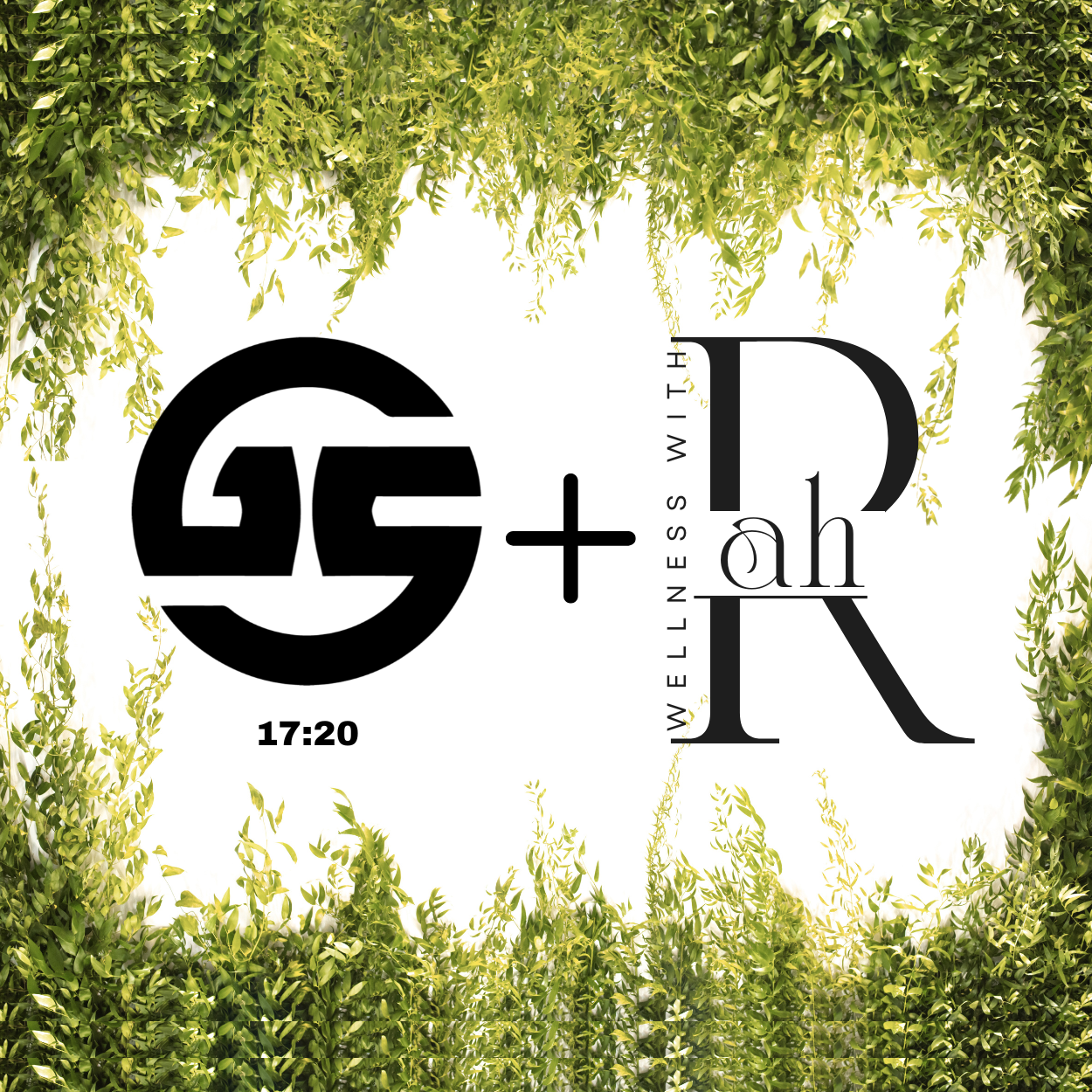 Gifted Seeds GS logo with 17:20 + Wellness with Rah text over greenish yellow leaves boarder