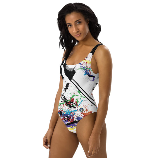 RNBW Splatter &amp; BLK Acid One-Piece Swimsuit