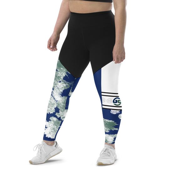 GS BLU/GRN Compression Sports Leggings