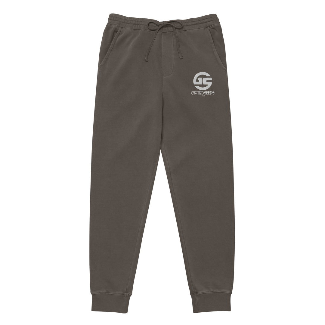 GS WHT Emb Branded Un-Basic LUXE Unisex Pigment-Dyed Joggers