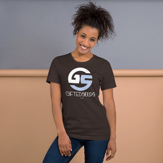 GS Branded Un-Basic WHT/LTB Screened Short-Sleeve Unisex T-Shirt