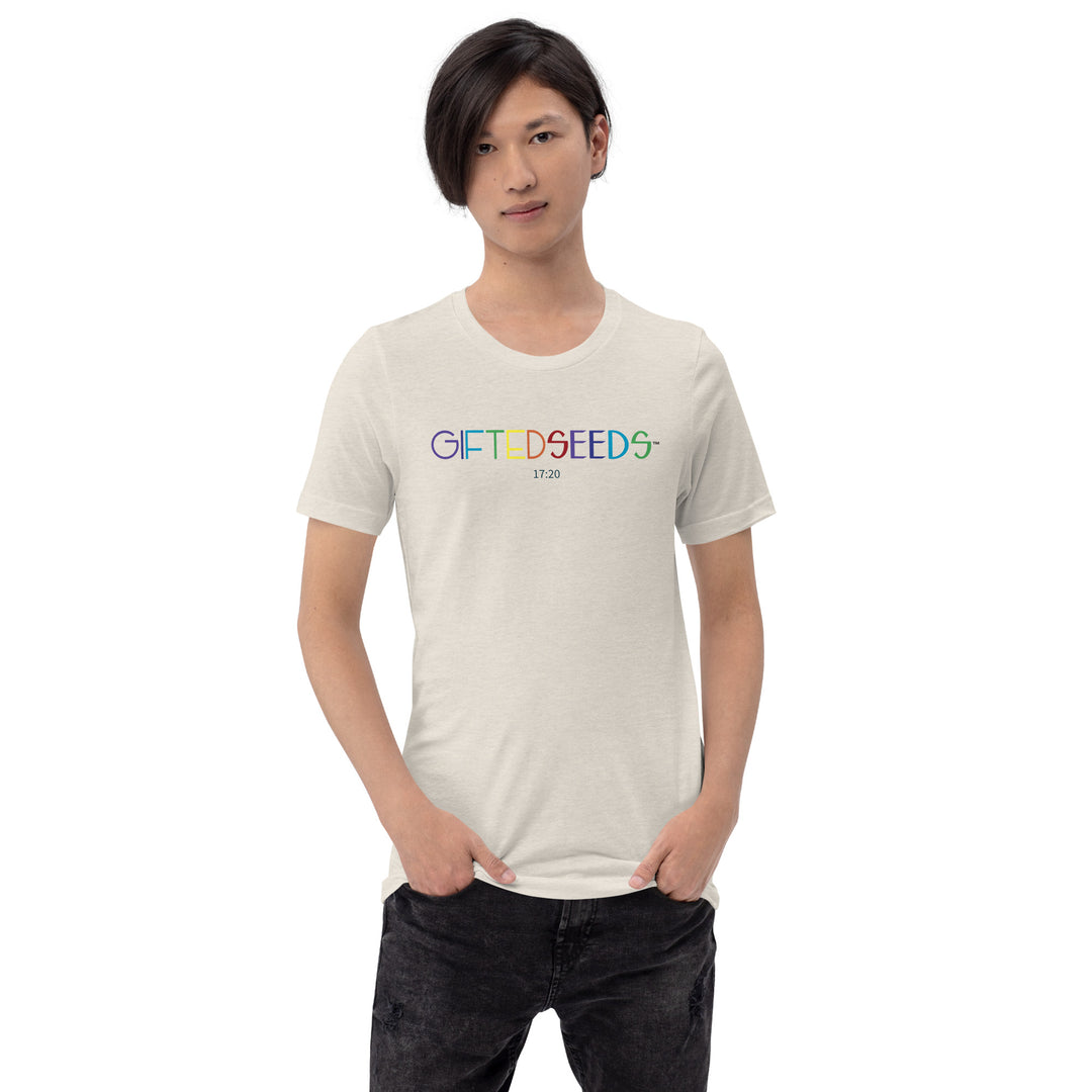 Gifted Seeds Rainbow Less is More Short Sleeve Unisex T-Shirt